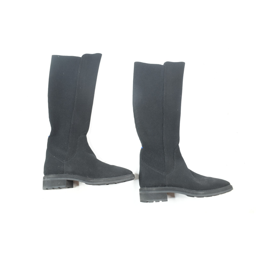 Rothy’s The Tall Lug Boots Womens 8.5 Onyx Black Merino Wool Pull-On - Picture 4 of 8